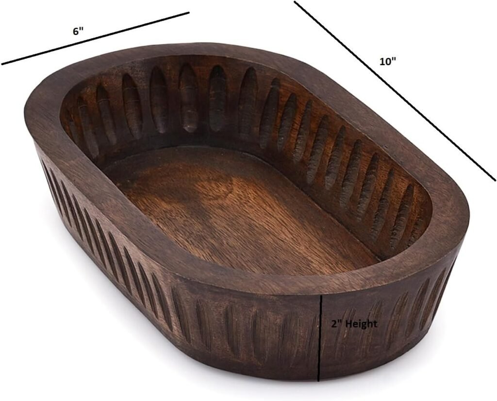 Samhita Mango Wood Decorative Bowls for Home Décor, Decorative Long Wooden Bowl for Table Centerpiece (10 x x 2)