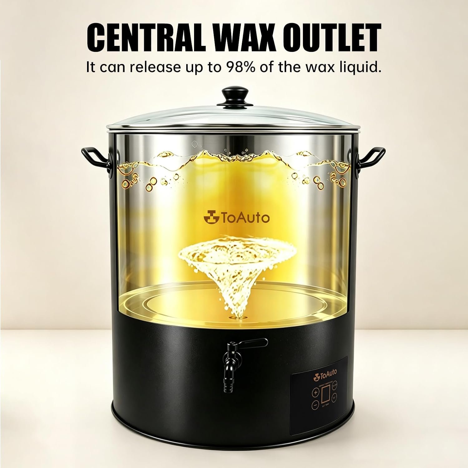 TOAUTO 30L wax melter central bottom wax outlet designed to dispense melted candle wax
